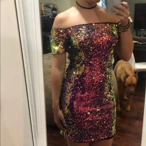 Sequin off the shoulder dress